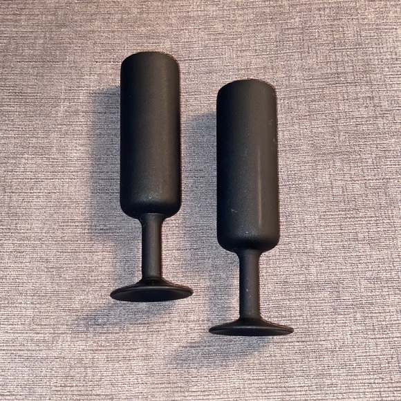 Vintage Rosenthal Netter for Italy Pair of Matte Black Champagne Flutes MCM - Picture 2 of 6